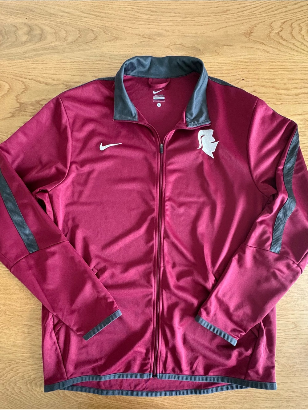 Nike Mens L Track Jacket Full Zip Burgundy Athletic Training Coat Red Top
